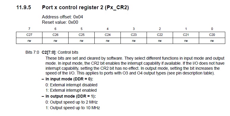 رجیستر تنظیم سرعت و اینتراپت در STM8